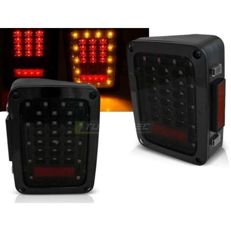 Paire feux arriere Jeep Wrangler JK 07-18 FULL LED Fume (1/4)