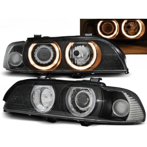 Paire de feux phares BMW serie 5 E39 de 09/1995 a 2000 angel eyes noir-27361213