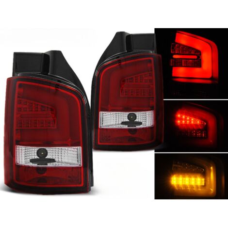 Paire de feux VW T5 de 2003 a 2009 LED BAR rouge blanc hayon