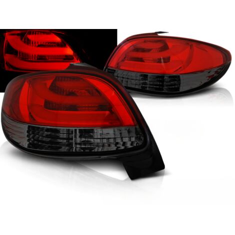 Paire de feux arriere Peugeot 206 de 1998 a 2005 LED BAR rouge fume
