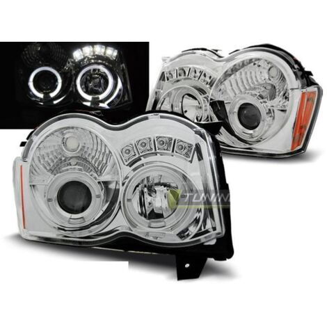 Paire de feux phares Jeep Grand Cherokee 08-10 angel eyes chrome-27361429 (1/2)