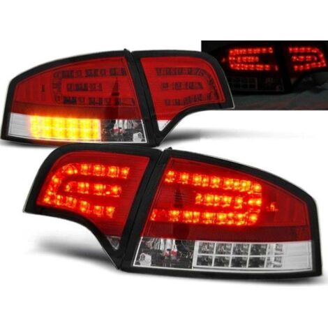 Paire de feux arriere Audi A4 B7 berline de 11/2004 a 03/2008 LED rouge chrome (1/2)