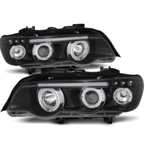 Paire de feux phares avant BMW X5 E53 de 1999 a 2003 angel eyes noir-27361094 (1/2)