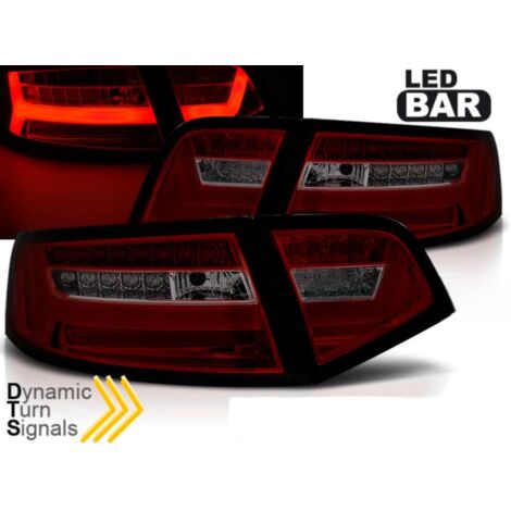 Paire de feux arriere Audi A6 de 2008 a 2011 berline LED BAR rouge fume