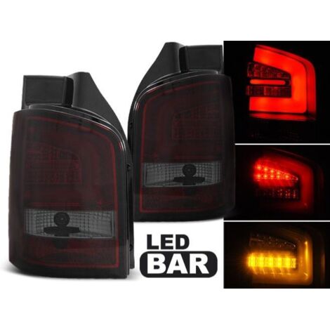 Paire de feux VW T5 03-09 LED BAR rouge fume hayon