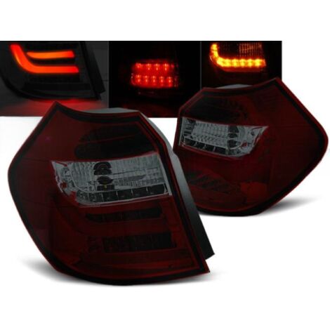 Paire de feux arriere BMW serie 1 E81/E87 de 09/2007 a 2011 rouge fume led (1/2)