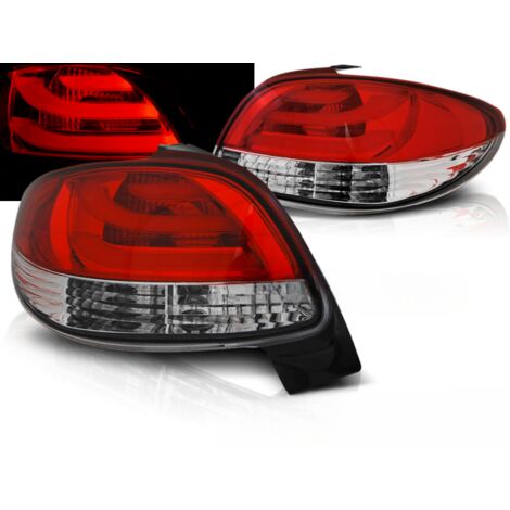 Paire de feux arriere Peugeot 206 de 1998 a 2005 LED BAR rouge blanc (1/3)