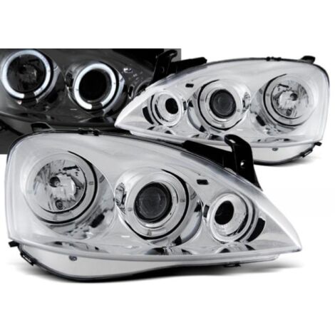 Paire de feux phares Opel Corsa C 00-06 angel eyes chrome-27361643 (1/2)