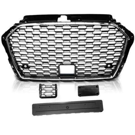 Calandre Avant pour Audi A3 8V de 2017 a 2020 Look Sport Chrome et Noir-31772716