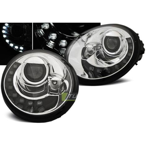 Paire de feux phares VW New Beetle 98-05 Daylight led chrome-27361873 (1/3)