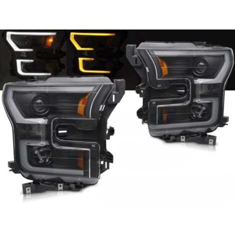 Paire de feux phares Ford F150 MK13 de 2014 a 2017 Tubelight Led Noir-41305783