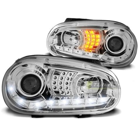 Paire de feux phares VW Golf 4 97-03 Daylight led chrome cligno led-27361924
