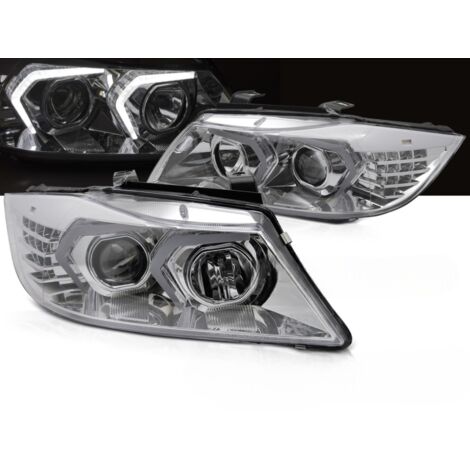 Paire de feux phares BMW serie 3 E90 / E91 de 2005 a 2008 LED Chrome-41249468 (1/5)