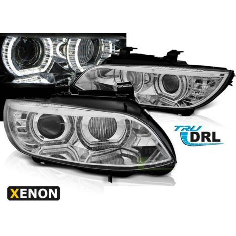 Paire de feux phares BMW serie 3 E92 / E93 06-10 angel eyes LED 3D DRL chrome-31439192 (1/5)