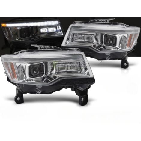 Paire de feux phares Jeep Grand Cherokee de 2016 a 2021 Xenon LED DRL Dyn Chrome-41386045 (1/4)