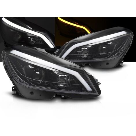 Paire de Phares Mercedes W204 de 2011 a 2014 LED LTI DRL Dynamique Noir Brillant-42389225