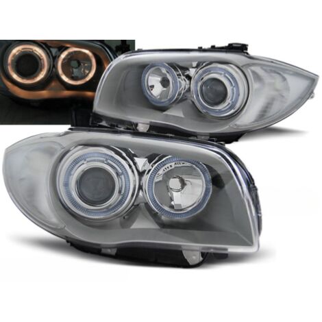 Paire de feux phares BMW serie 1 E81/E87 de 2004 a 2011 Angel eyes chrome-27361115 (1/2)