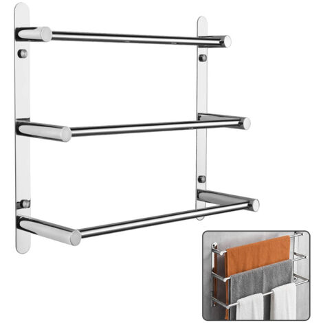 Porte-serviettes mural 3 barres en acier inoxydable 304 – 40 cm – Fixation murale sans perçage – Résistant à la corrosion pour salle de bain et cuisine – Einemgeld (1/7)