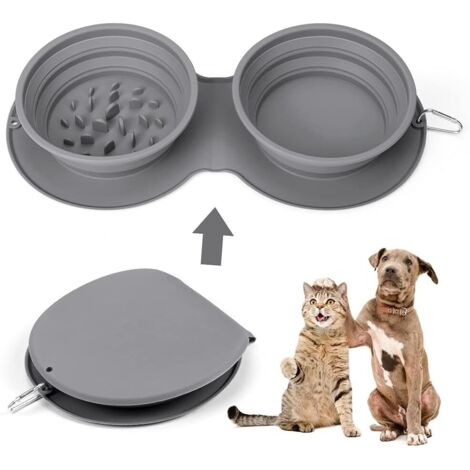 Gamelle Pliable pour Chien, Gamelles de Voyage pour Chien et Chat, Pliable en SiliCône avec Mousqueton, Anti Glouton Chien, Portable Gamelle de Voyage Nourriture ou Eau pour la randonnée, Camping-Fei 