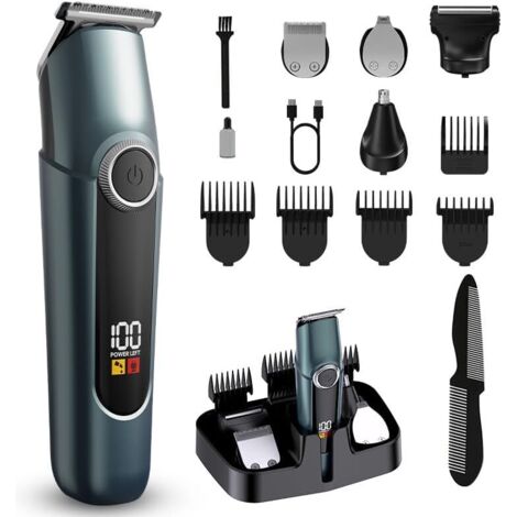 Tondeuse à cheveux 5 en 1 étanche IPX6 – 5 têtes de coupe – Acier inoxydable haute précision – Autonomie 90 min – Charge USB Type C