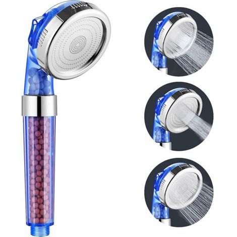 Pommeau de Douche Economie Deau, Anti Calcaire, 3 Modes Différents, Haute Pression, Filtration, Convient à I'utilisation Avec de l'eau Dure, Billes Filtrantes Supplémentaires (1/5)