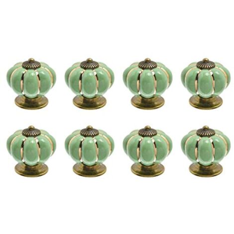 Stoex – Lot de 6 boutons de meuble en céramique forme citrouille – 4 x 4 cm – Fixation 5 mm – Base en alliage de zinc pour tiroirs et placards - meuble-6 (1/5)