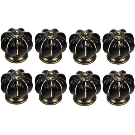 Stoex – Lot de 8 boutons de tiroir en céramique citrouille – Dimensions 4,1 x 4,1 cm – Vis incluses – Pour meubles de cuisine et placards (1/5)