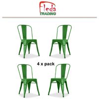 Sedia in Metallo Stile Industriale per Casa Bar Ristoranti Pizzerie. Set 4  sedie Colore VERDE