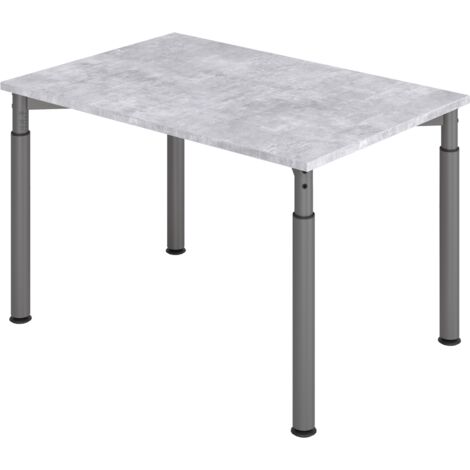 bümö® Schreibtisch "Y-Serie" höhenverstellbar, Tischplatte 120 x 80 cm in Beton, Gestell in graphit