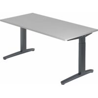bümö® Design Schreibtisch "XB-Serie" höhenverstellbar, Tischplatte 160 x 80 cm in grau, Gestell in graphit