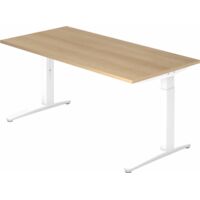 bümö® Design Schreibtisch "XB-Serie" höhenverstellbar, Tischplatte 160 x 80 cm in Eiche, Gestell in weiß
