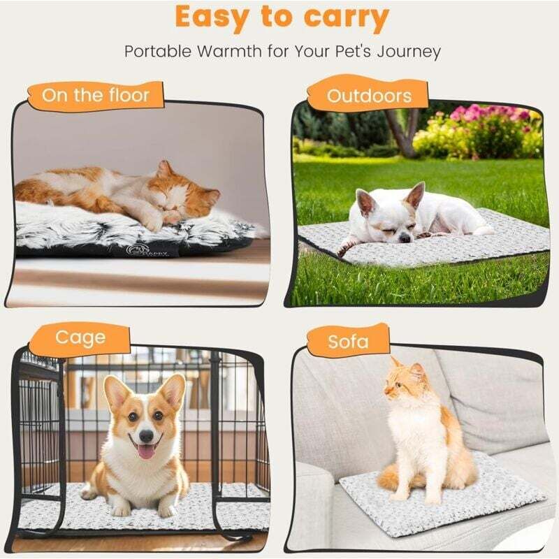 Tapis Chauffant Pour Chat Auto-chauffant - Polaire Douce, Antidérapant, Lavable - 12
