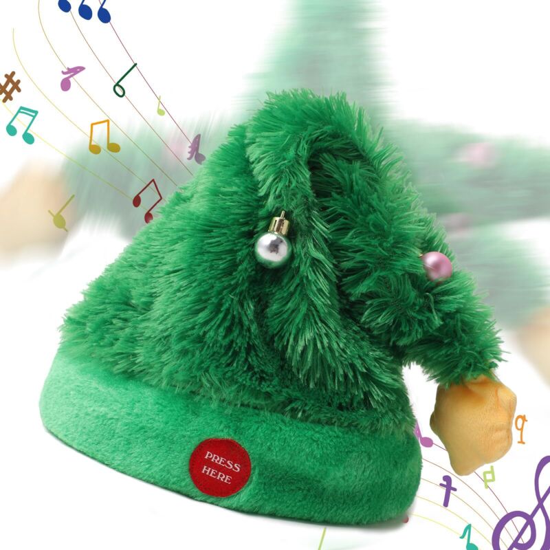 Chapeau De Dinde Électrique En Peluche - Danse Et Bouge, Accessoire Drôle Pour Halloween, Noël, Fête