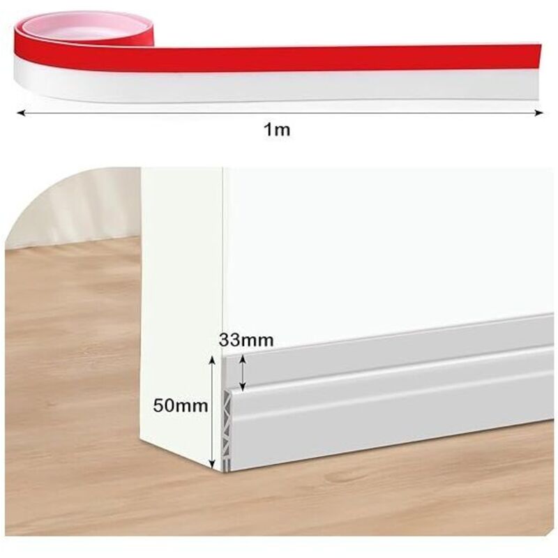 Brosse De Porte Autocollante - Boudin En Silicone 5 Cm X 100 Cm, Blanche, à Couper à La Taille, Isolant Et Antibruit