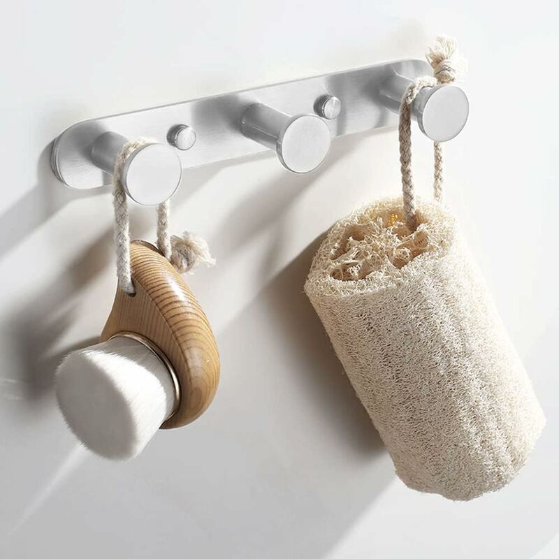 Portemanteau Mural 4 Crochets Acier Inoxydable 304 Finition Satinée - Pour Salle De Bain, Entrée, Cuisine