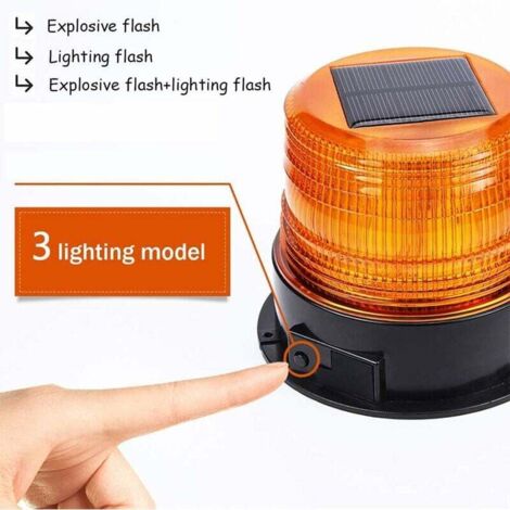 Gyrophare LED Jaune 12V/24V - 72 LED, 6 Modes, Aimant Puissant - Pour Camion, SUV, Véhicule D'Intervention