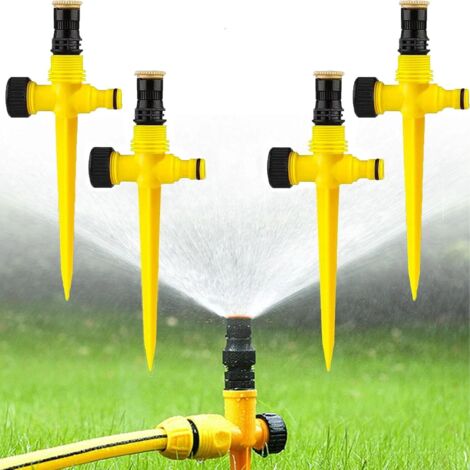 Aiperq – Arroseur rotatif 360° – Lot de 4 arroseurs réglables 90°-180°-360° – Irrigation complète pour pelouses et jardins