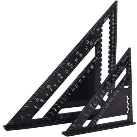Equerre Menuisier Multifonctions 18cm et 30cm, Triangle Métal Aluminium Règle Équerre Trusquin Guide Raporteur Angle 45 90 Degres/Outillage Charpentier/Outil Traçage Guidage Menuiserie Bois