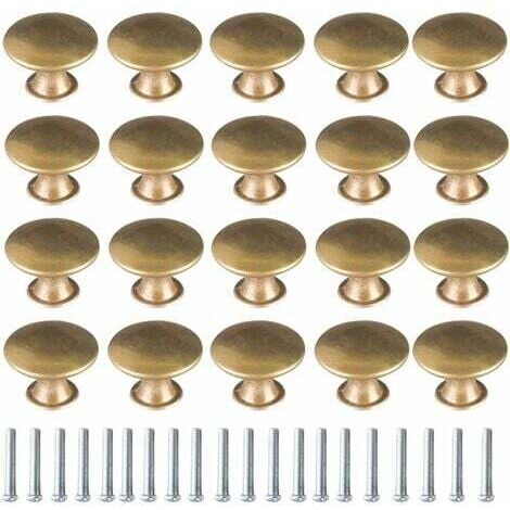 Bouton de Porte Laiton 20 Pièces Vintage Laiton Poignées Boutons de Meuble Boutons Porte de Tiroir Poignée de Meuble Bouton de Meuble Vintage pour Tiroir Armoire Meuble Cuisine de Placard (1/4)