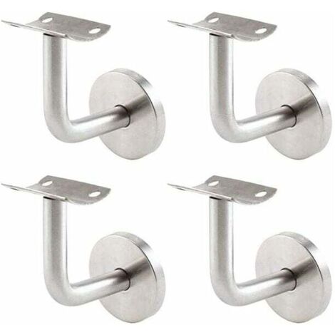 Supports de Main Courante pour Fixation Murale - Supports en Acier Inoxydable pour Rampe d'Escalier - Ensemble de 4 Supports Muraux pour Garde-Corps - Couleur Argentée (1/5)