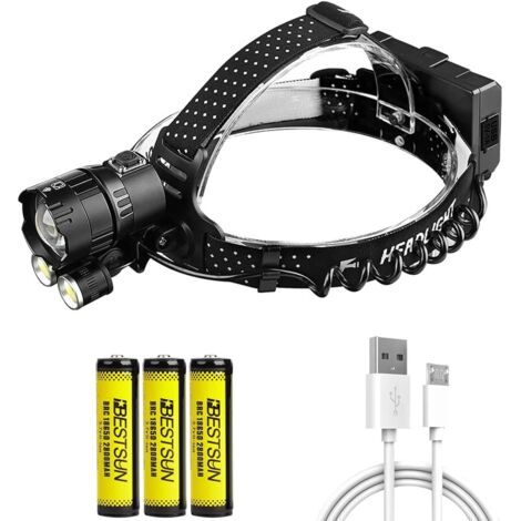 Victoper Lampe frontale rechargeable, haute luminosité, 10 LED, 8 + 2 modes, lumière rouge pour adulte, lampe frontale étanche pour course à pied, chasse, camping, randonnée, bleu