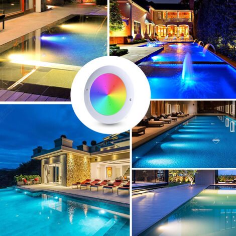 Projecteur piscine LED 35W RGB multicolore, IP68, télécommande, 140°, 12V AC, submersible