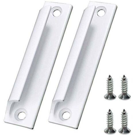 AIERQ 2 Pièces Poignée Blanc de Porte Coulissante Poignée Meuble en Alliage d'Aluminium Poignée de Fenêtres avec Vis (1/4)