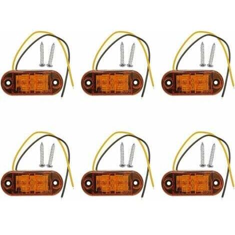 AIPER 6 x feux de position latéraux à LED orange 12V 24V, feux de position avant, feux de position latéraux, feux de position latéraux à LED pour voiture, remorque, camping-car, caravane, moto, moteur (1/4)