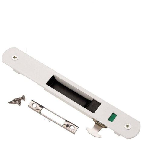 Aiperq Serrure de porte coulissante - Garnitures de quincaillerie de verrouillage simple de fenêtre de porte coulissante en acier inoxydable de ménage(Blanc) (1/4)