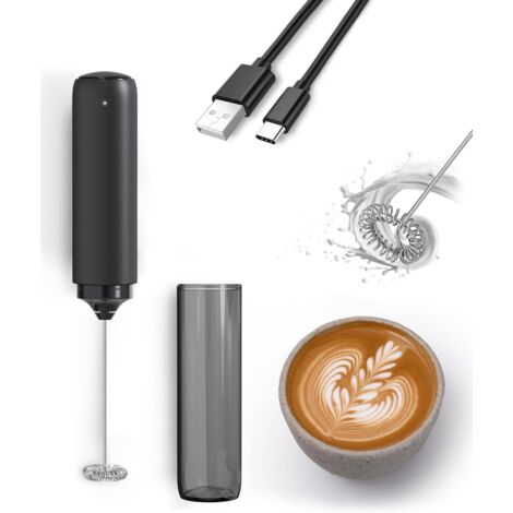 Mousseur à Lait Électrique, Mousseur de Lait Rechargeable USB et Mini pour Café/Café au Lait/Cappuccino/Chocolat Chaud