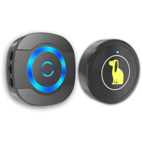 Sonnette sans fil de 300 mètres, carillon électronique étanche IP55, bouton d'appel pour animaux de compagnie, sonnette tactile pour animaux de compagnie, 55 cloches au choix, LED bleue (1/4)
