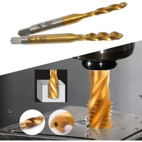 Mesee Kit de 9Pcs Tarauds à Vis Cannelés Spirale en HSS, Tarauds à