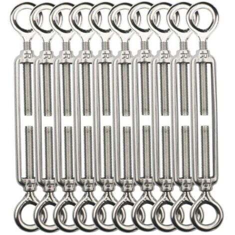 Aiperq Tendeur Fil De Fer,M5 Tendeurs De Fil,Tendeur De Cable Crochet Et Crochet,Tendeurs De Cable En Acier Inoxydable 304,Utilisé Pour Cordes À Linge,Suspendre,Cable De Garde Corps -10 Pièces OO