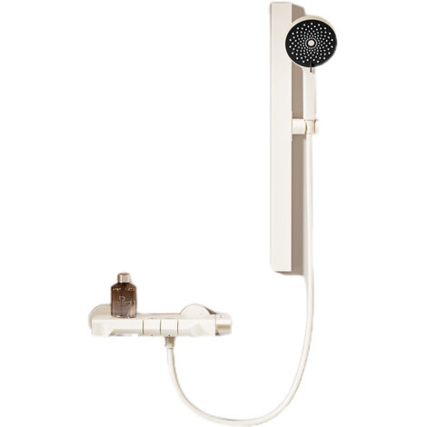 Douchette à main avec barre coulissante et flexible, douchette à main réglable de 24 pouces, avec large plateforme de rangement et 2 modes de pulvérisation, pommeau de douche mural (gris) (1/4)